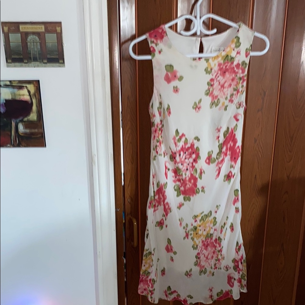 Vintage Floral Sleeveless Dress - Pink and Green